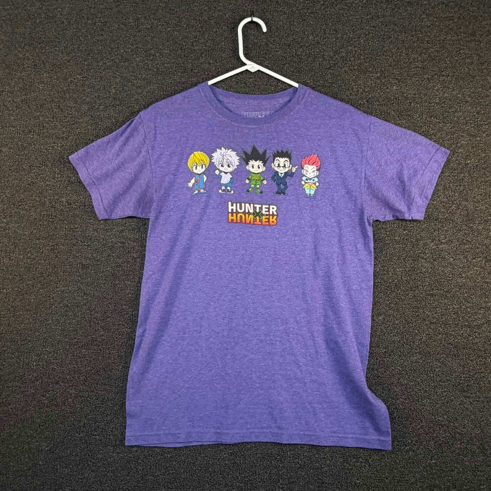 Hunter x Hunter Anime Chibi Characters Purple Heather Graphic T-Shirt Small